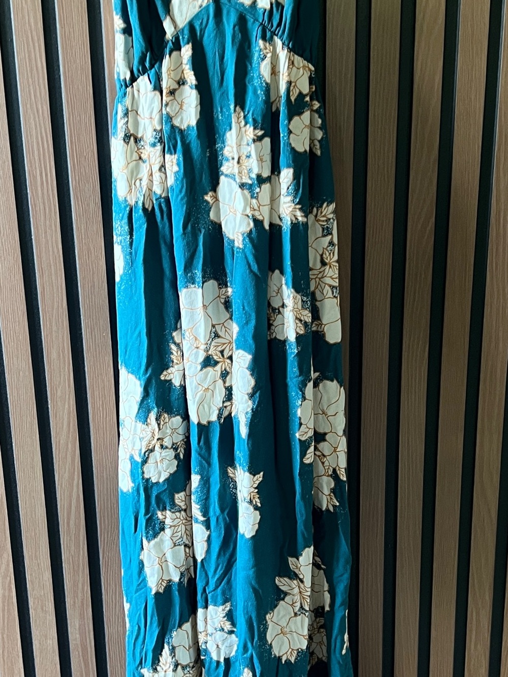 Roxy Teal Maxi Dress with Cream Floral Print